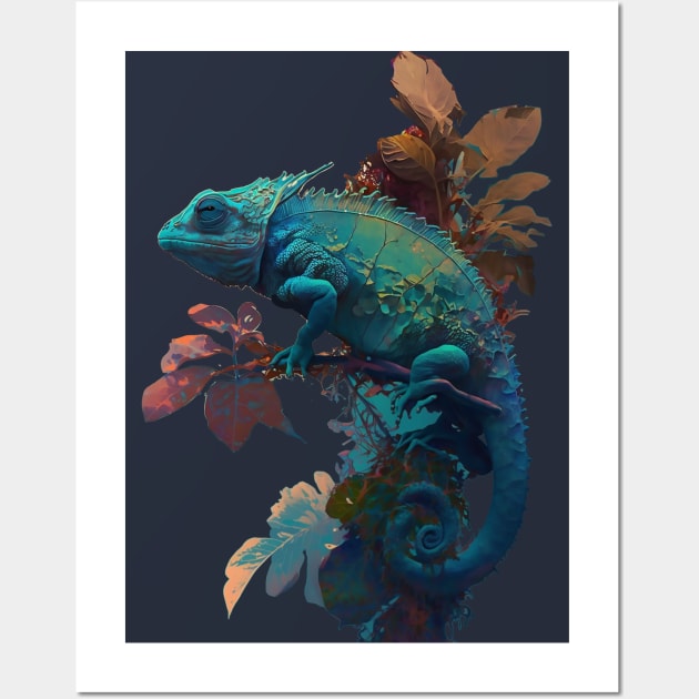 Climbing Chameleon Wall Art by DavidLoblaw